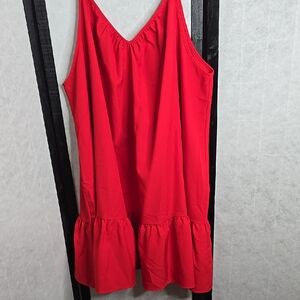Red Sleeveless Ruffle Hem Dress